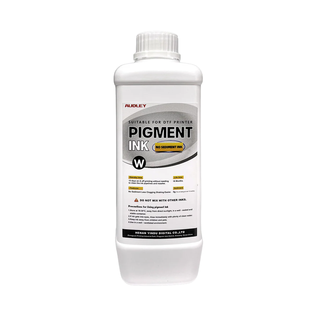 Audley DTF White Ink – No-Sediment, Micro-Precipitation Technology, High Whiteness, 1 Liter – Prevents Clogs, Printhead Safe, for Epson & Most DTF Printers