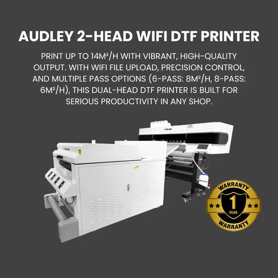 Audley 2 Printheads 8072-3 WiFi DTF Printer – 24"（60cm) Wide with DF800A Pro Shaker