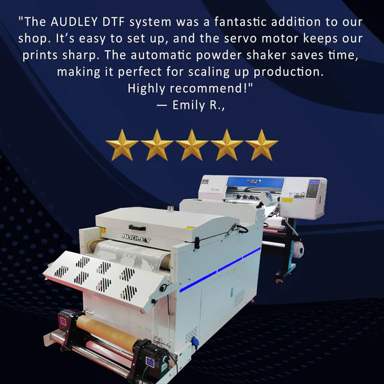 Audley 2 Printheads (i3200-A1)60cm Premium DTF Printer with Audley DF-800(A) Powder Shaker